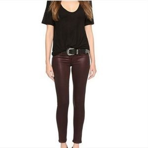 Hudson Ankle Krista Super Skinny Metallic Coated Jeans Purple 27
